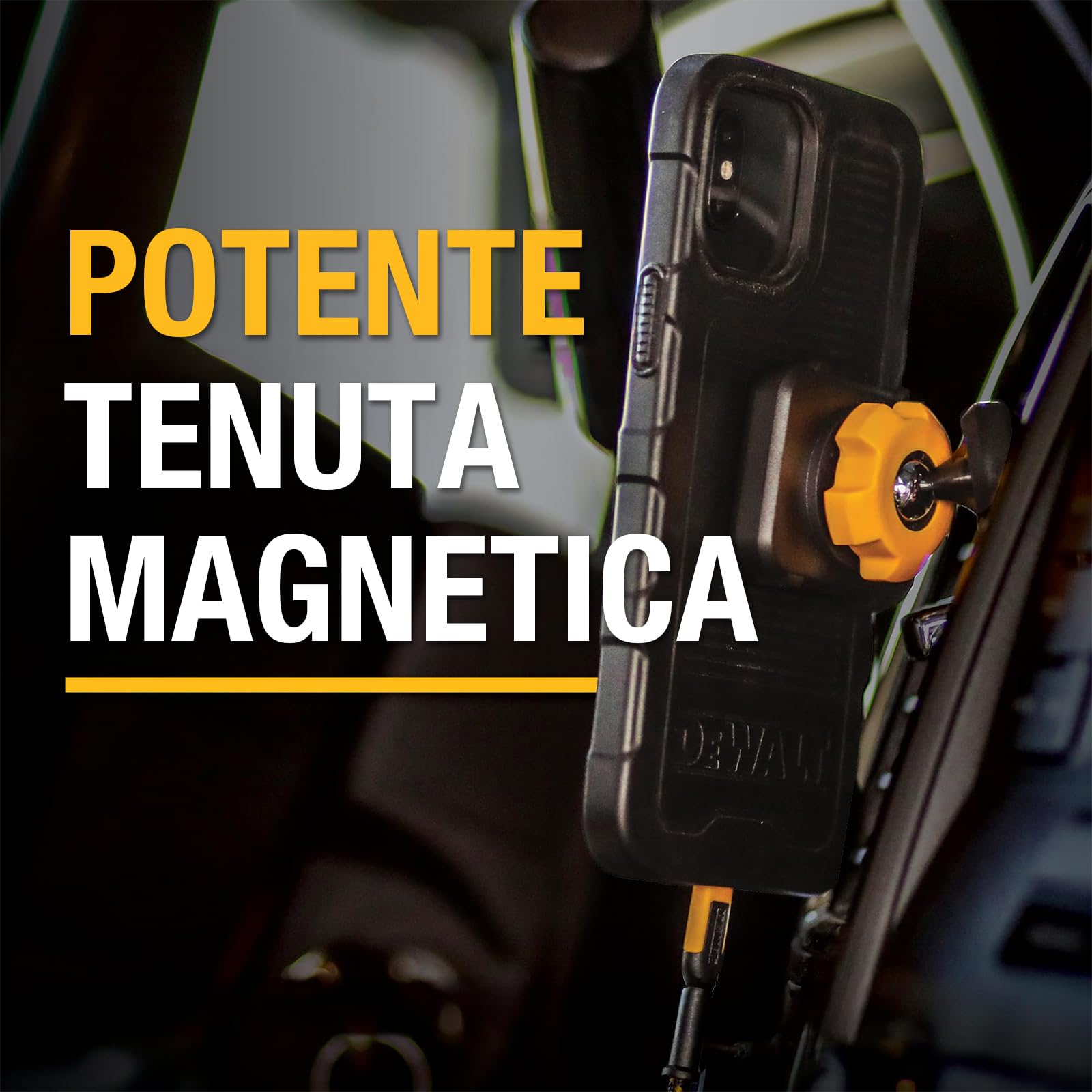 DEWALT Heavy Duty Custodia con Magnete Potente per iPhone 15 Pro Compatibile MagSafe, Cover Posteriore Protettiva Antiurto, Resistente alle Cadute, Slim Fit Shockproof, Nero Opaco