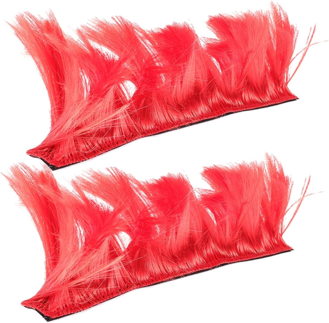 Motorcycle Helmet Decorative Accessory 2pcs Red PET Fiber Rooster Comb
