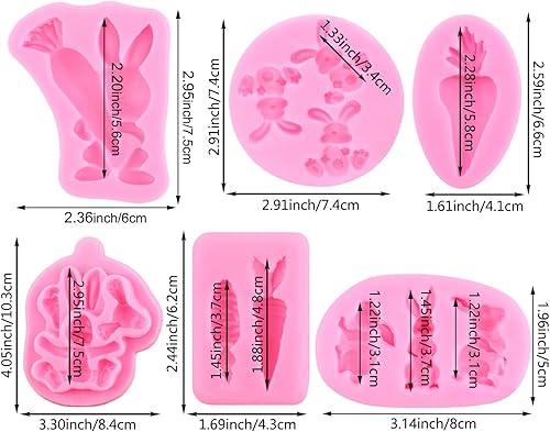 Vista 11 de ZiXiang Moldes para fondant de Pascua, moldes de silicona de conejo, molde de zanahoria y chocolate, molde de conejo, flor, caramelo para decoración