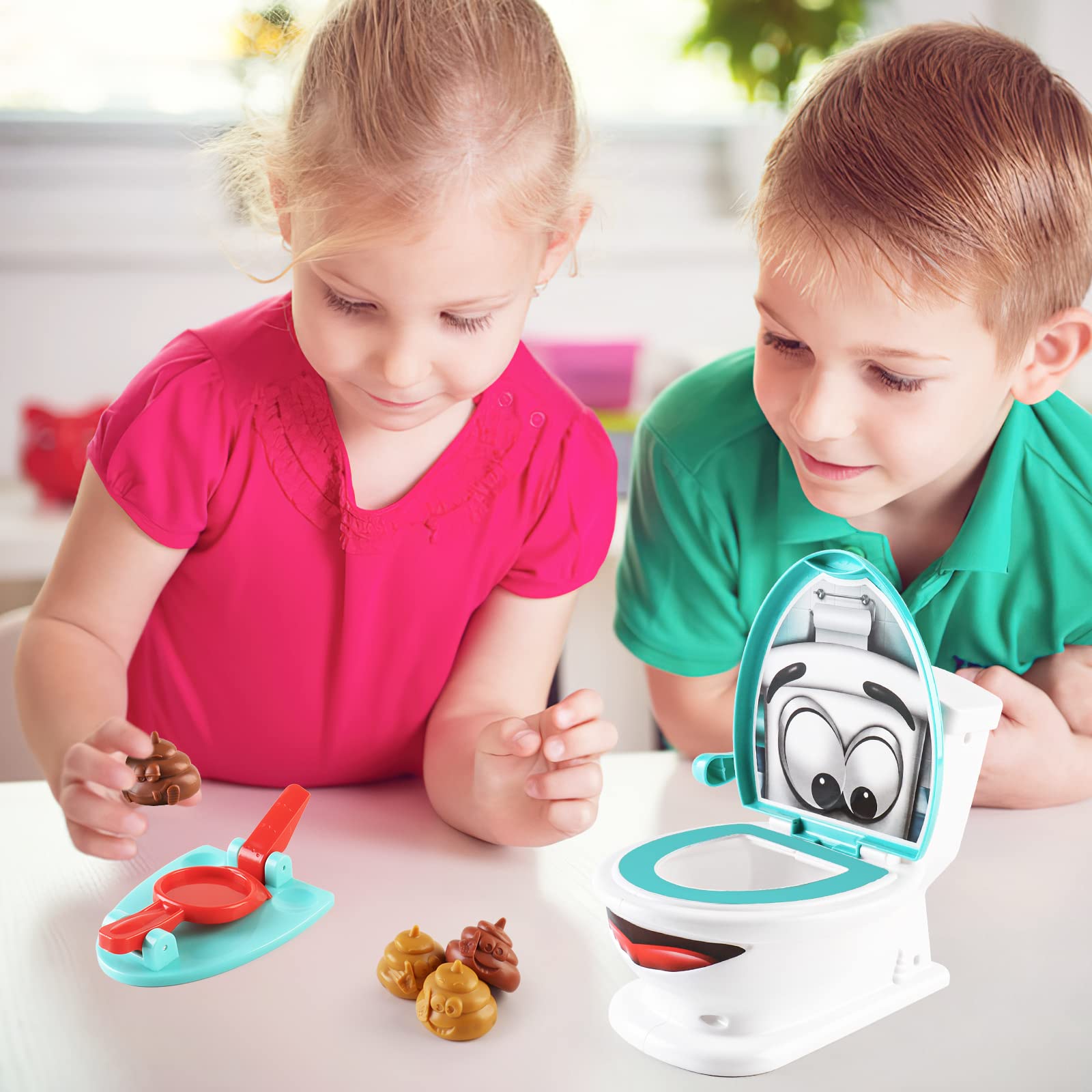 deAO Shoot The Poop Family zabawka, zawiera 12 kulek, 2 wyrzutnie i naklejkę, mini gumowa zabawka do slingshotu, kreatywna gra imprezowa