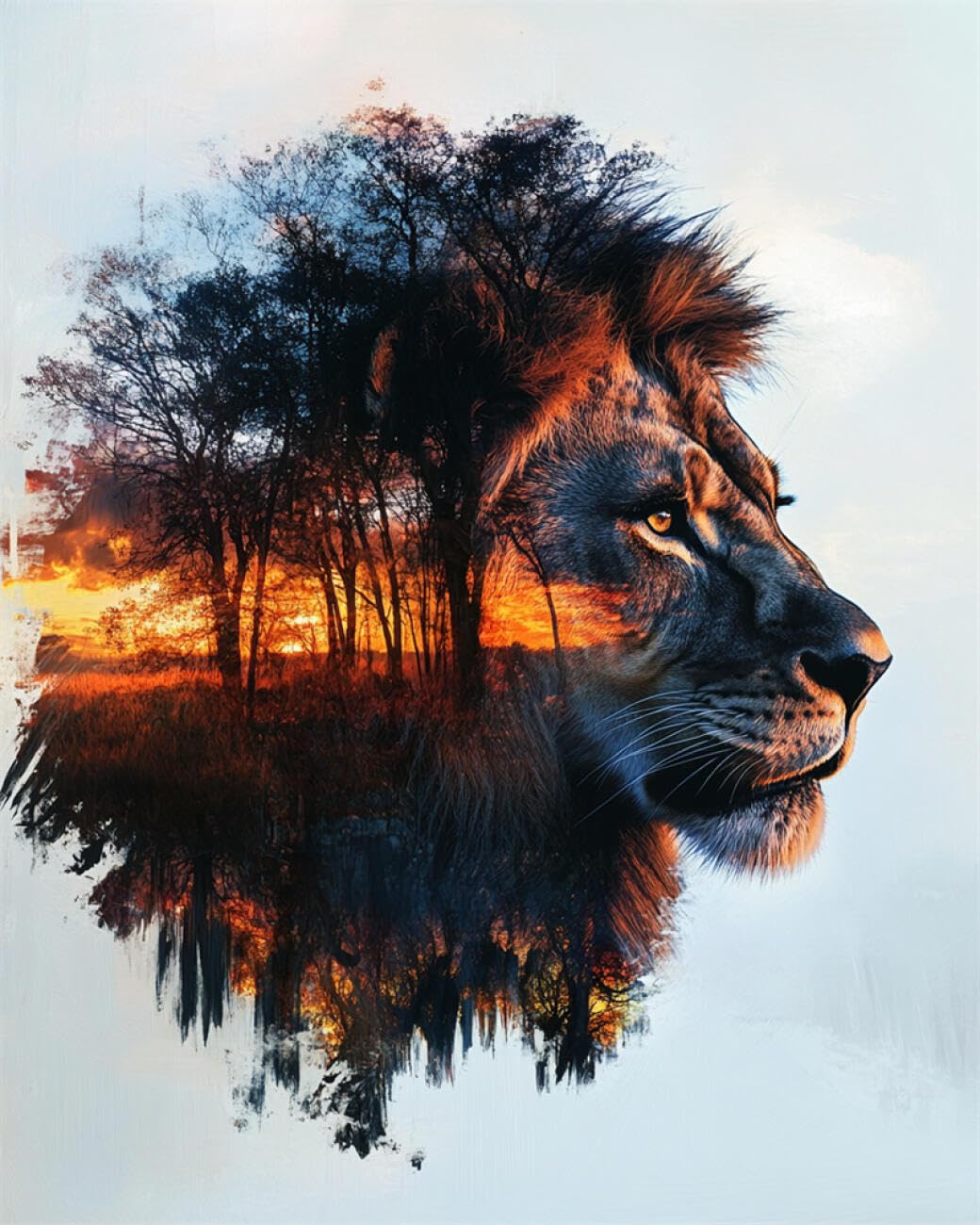 RKFLGEW DIY Bead Embroidery Kits Fantasy Lion 40x50cm
