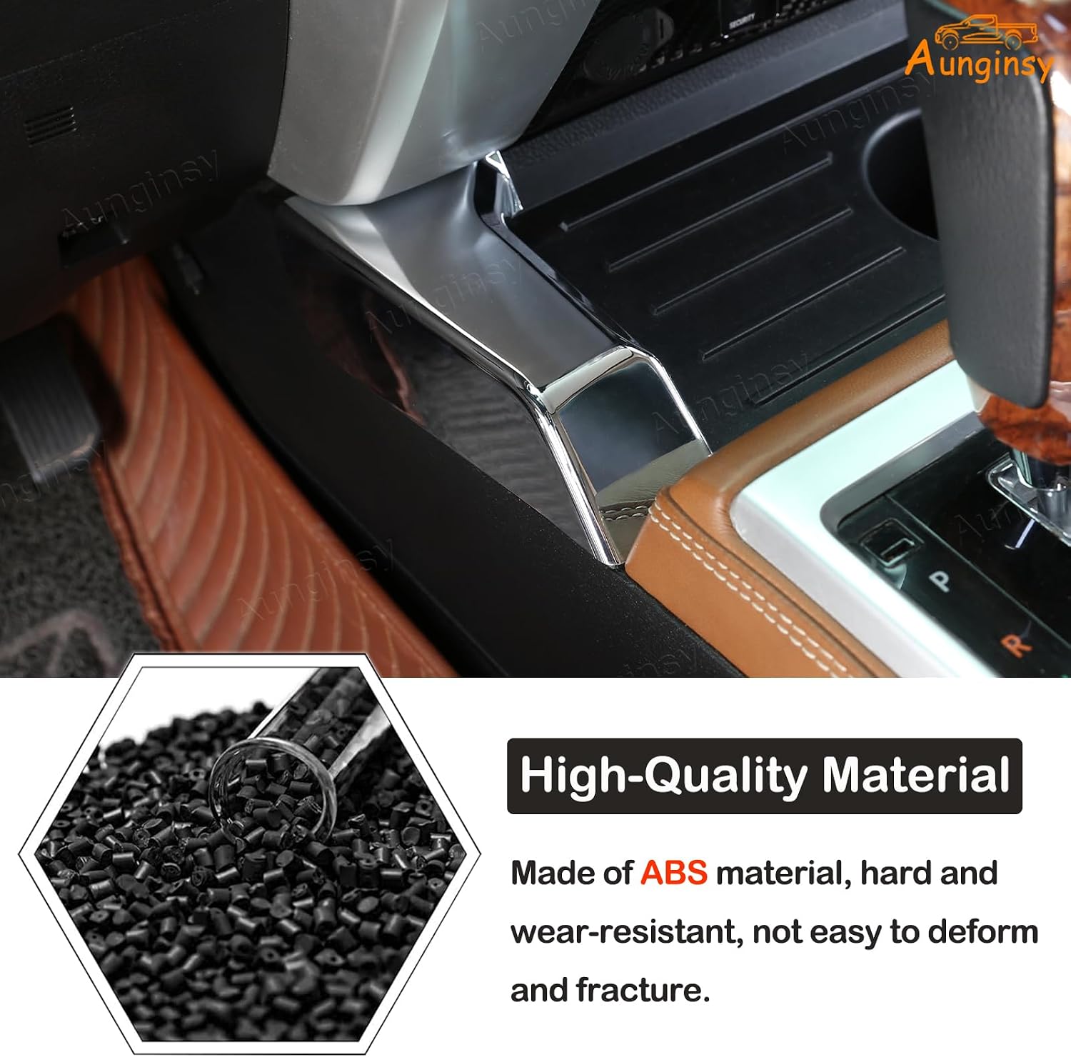 Aunginsy Central Control Gear Box Side Panel Cover Trim Compatible with Toyota Tundra 2014-2021 Inner Center Console Gear Shift Box Side Panel Moulding Side Trim Strip Protect Cover Decor Accessories