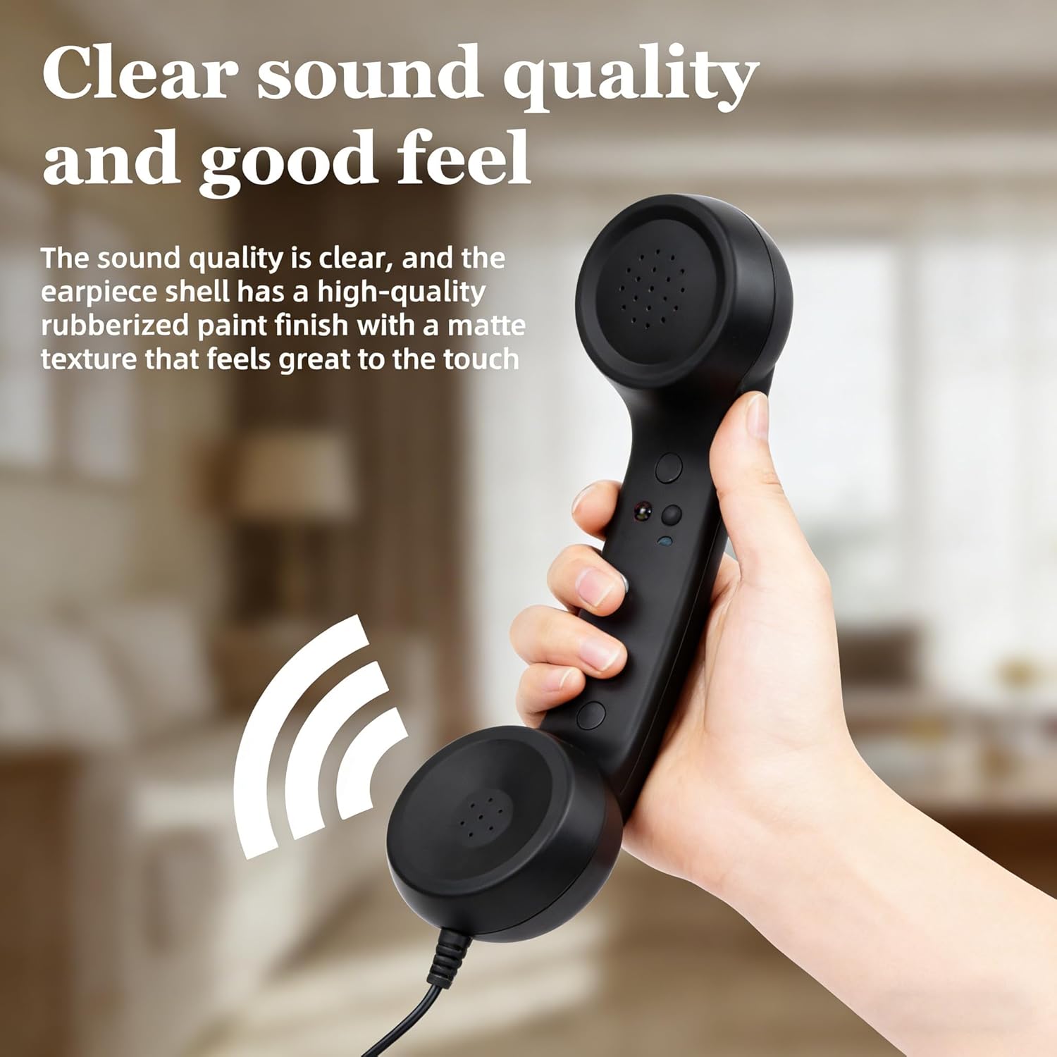 Retro Phone Handset Type-C Wired Receiver with Microphone and Volume Control, Plug and Play Vintage Style for Mobile Video Calls, Model 2026 (Black)