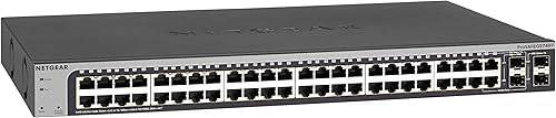 NETGEAR Switch Inteligente Gigabit Ethernet de 48 puertos (GS748T) - Gestionado, con 2 x 1G SFP y 2 x 1G Combo, escritorio o montaje en bastidor, y
