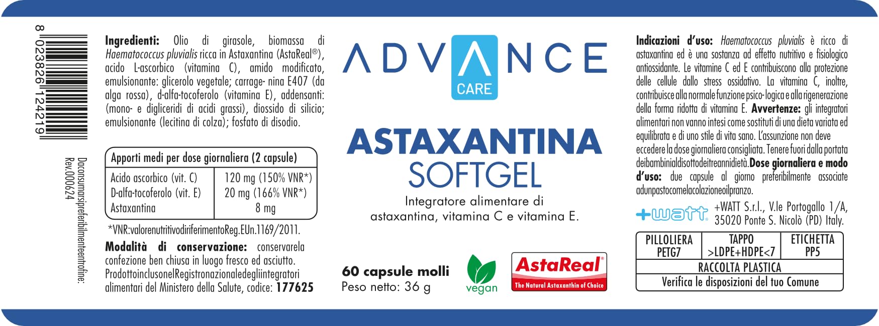 Astaxantina SoftGel - Integratore Alimentare Antiossidante per Pelle e Sistema Immunitario con Astaxantina, Vitamina C e Vitamina E - 60 Capsule Vegetali