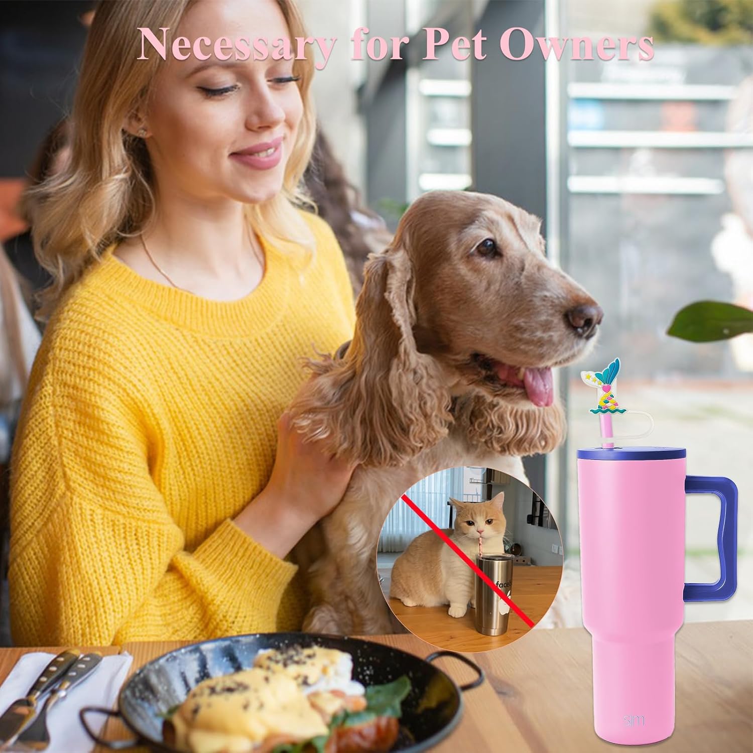 Blue Simple Modern Cup Accessories, Mermaid Pattern Straw Cover for Tumblers, Silicone Straw Toppers for Simple Modern & Hydro Flask Straw Cover Cap for 8mm Straws - Image 5