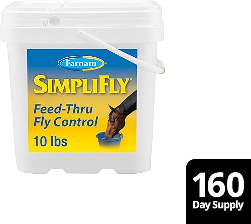Vista 12 de Farnam SimpliFly Feed Through Fly Control for Horses 10 lbs, 160 Day Supply, EPA Approved, Palatable Pellets, Prevents Stable Flies and Manure