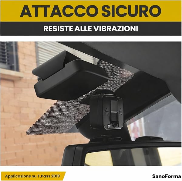 Sanoforma - Universal holder for T.pass for cars - 2 pieces support clips for telepedaggio - Compatible with 2019 and M00neyG0 systems - Black, 3 x 3 x 1 cm - Secure attachment - 5