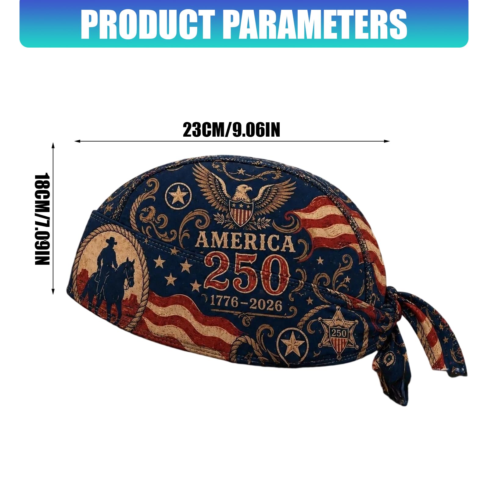 Headwear 1776 2026 Écharpe à nouer avec imprimé inspiré du drapeau pour l'équitation et les plans de voyage quotidiens, bandana patriotique, bandana patriotique, écharpe doo tour de cou en chiffon
