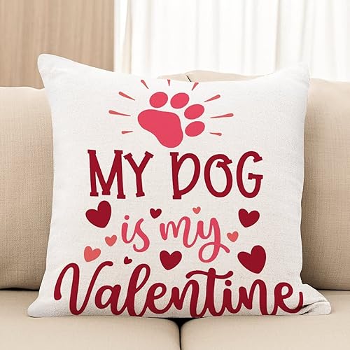 Miniatura 3 de My Dog is My Valentine - Funda de cojín para el día de San Valentín con citas dulces 14 de febrero para el día de San Valentín funda de almohada