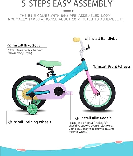 Miniatura 9 de JOYSTAR 12" 14" 16 Kids Bike for 2-7 Years Girls 33-53 Inch Tall, Girls Toddler Bicycle with Basket, Training Wheels & Coaster Brake, Rainbow Bike,