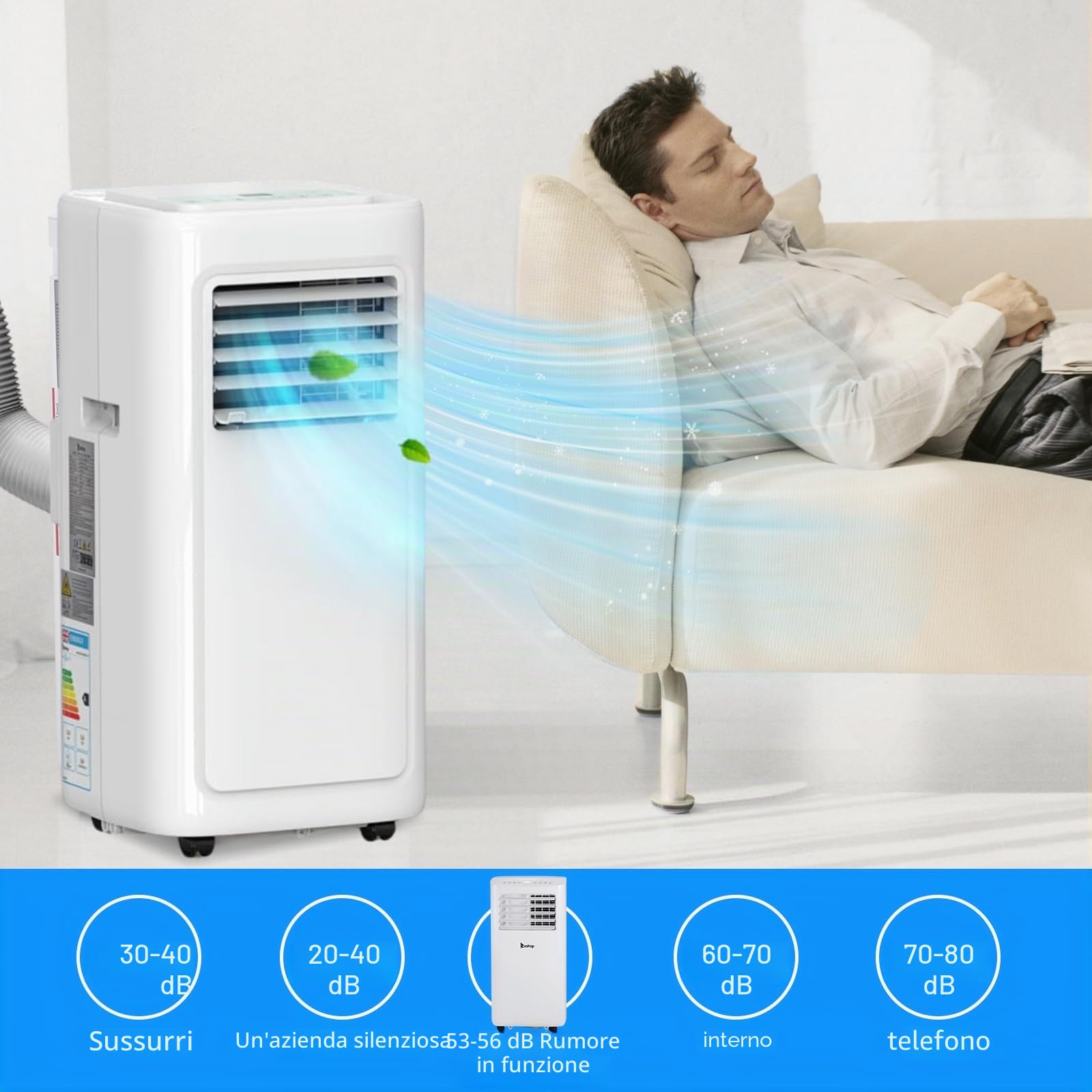 LEADZM Climatizzatore 8000BTU WiFi telecomando kit finestra