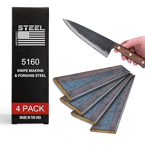 5160 High Carbon Knife Making & Forging Steel - Hot Rolled Steel for Knife Making Supplies - USA-Milled for Pros & Hobbyists - 2" wide, 0.262" thick, 12" long (4 PACK)