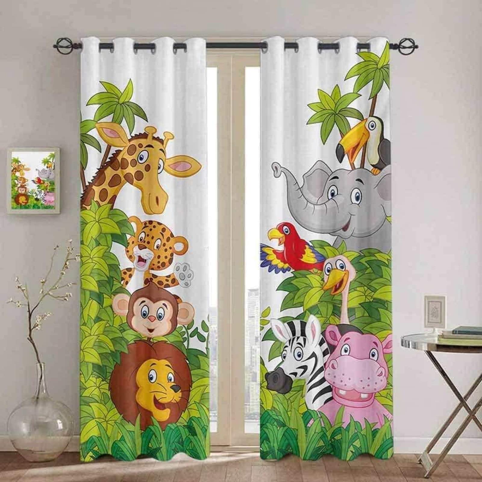 Verdunklungsvorhänge 2er Set - Safari Tier Design Für Kinderzimmer 160x140cm