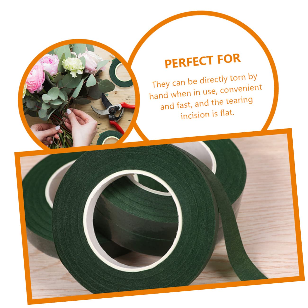 NUOBESTY 5rolls Green Floral Tape DIY Flower Supplies Bouquet Stem Wrapping Garden Tape Floral for Bouquets