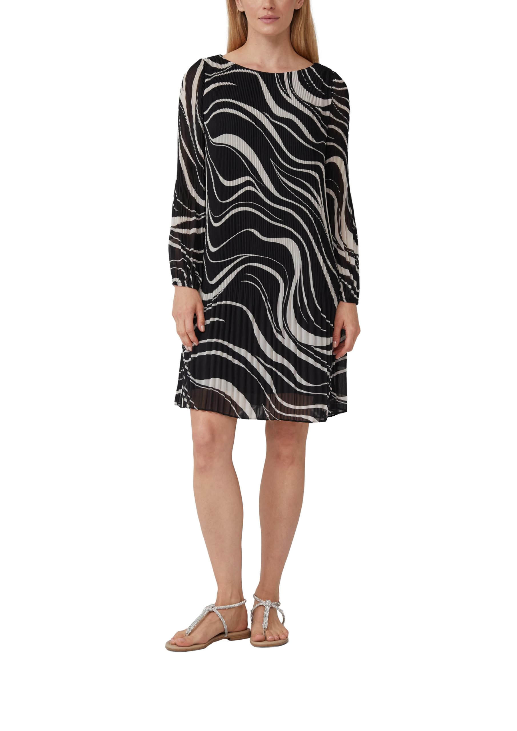 s.Oliver Schwarz LABEL 2167247 Abito Plissettato, 99A3, 54 Donna