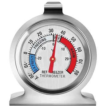 Fridge Thermometer Large Dial Freezer Fridge Thermometer Classic Series Temperature Thermometer for Fridge Freezer Fridge Cooler 1 Pack
