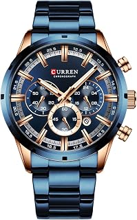 8355 Luxo Homens de Negócios Clássicos de Quartzo Assista 3ATM À Prova D 'Água Caixa Grande Dial Grande Relógio de Pulso Luminoso Calendário Minuto Segundo Cronógrafo 24 horas Três