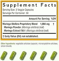 Vista 2 de Doctor's Recipes Moringa 11,000 mg de potencia, Superalimento Verde Completo, Apoyo Antioxidante Natural, Sin OMG, 60 cápsulas veganas, Sin cafeína
