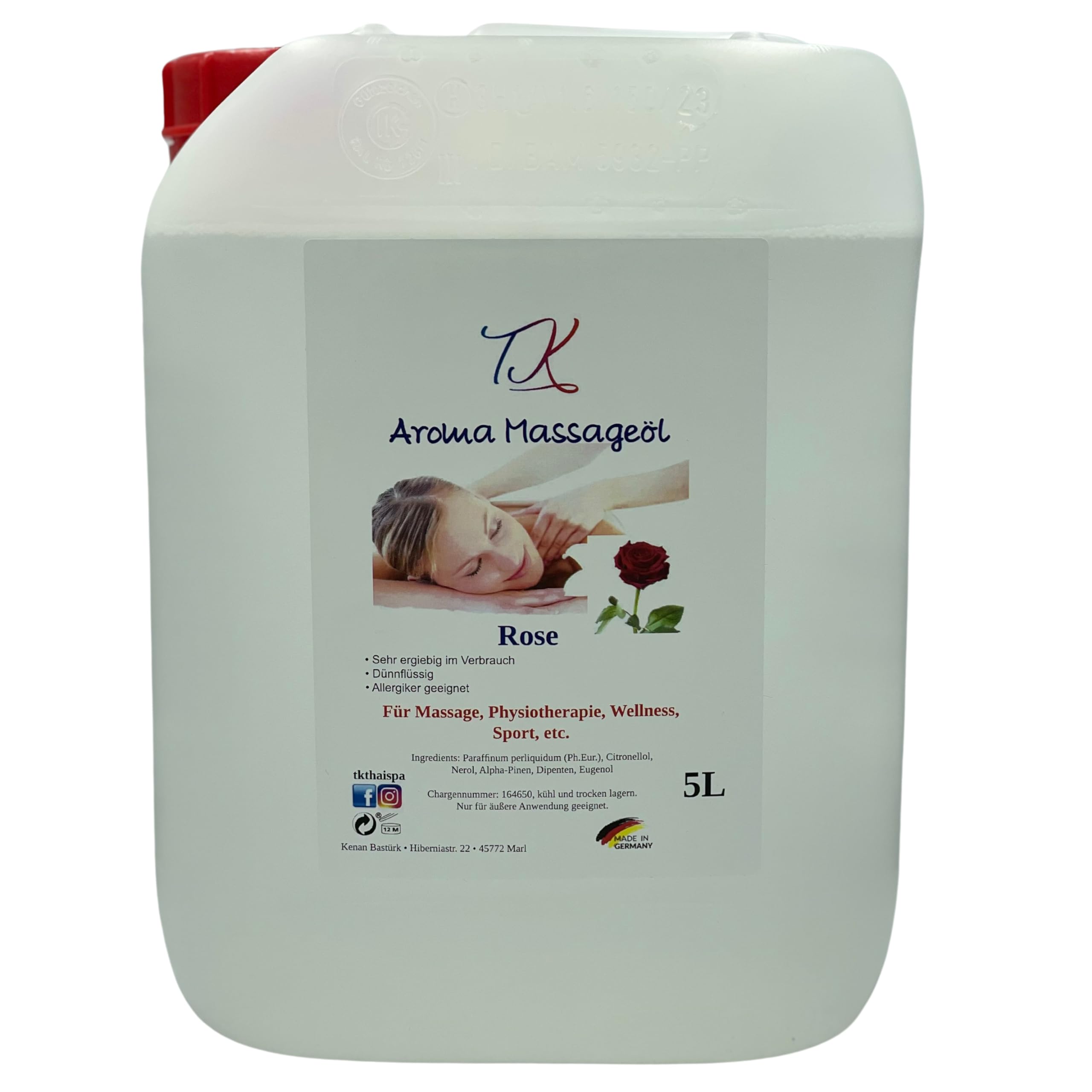 Juego de 10 aceites aromáticos para masajes, fisioterapia, bienestar, deportes, etc. (2 x 500 ml) en calidad farmacéutica (1000 ml, hierba de limón y rosa)