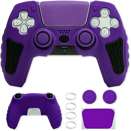Vista 10 de ECHZOVE Funda de silicona para controlador PS5 (azul) – Cubierta de controlador de PS5 duradera y antideslizante con accesorios personalizables