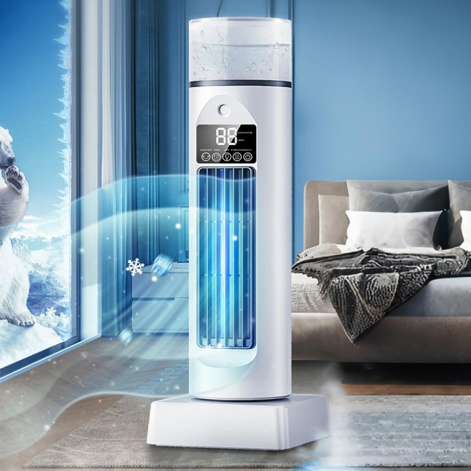 Raffrescatore D'aria Condizionatore Portatile, Dispositivo Rinfrescante Senza Pale Umidificatore Evaporativo Silenzioso Con Timer E Telecomando Per Camera Ufficio