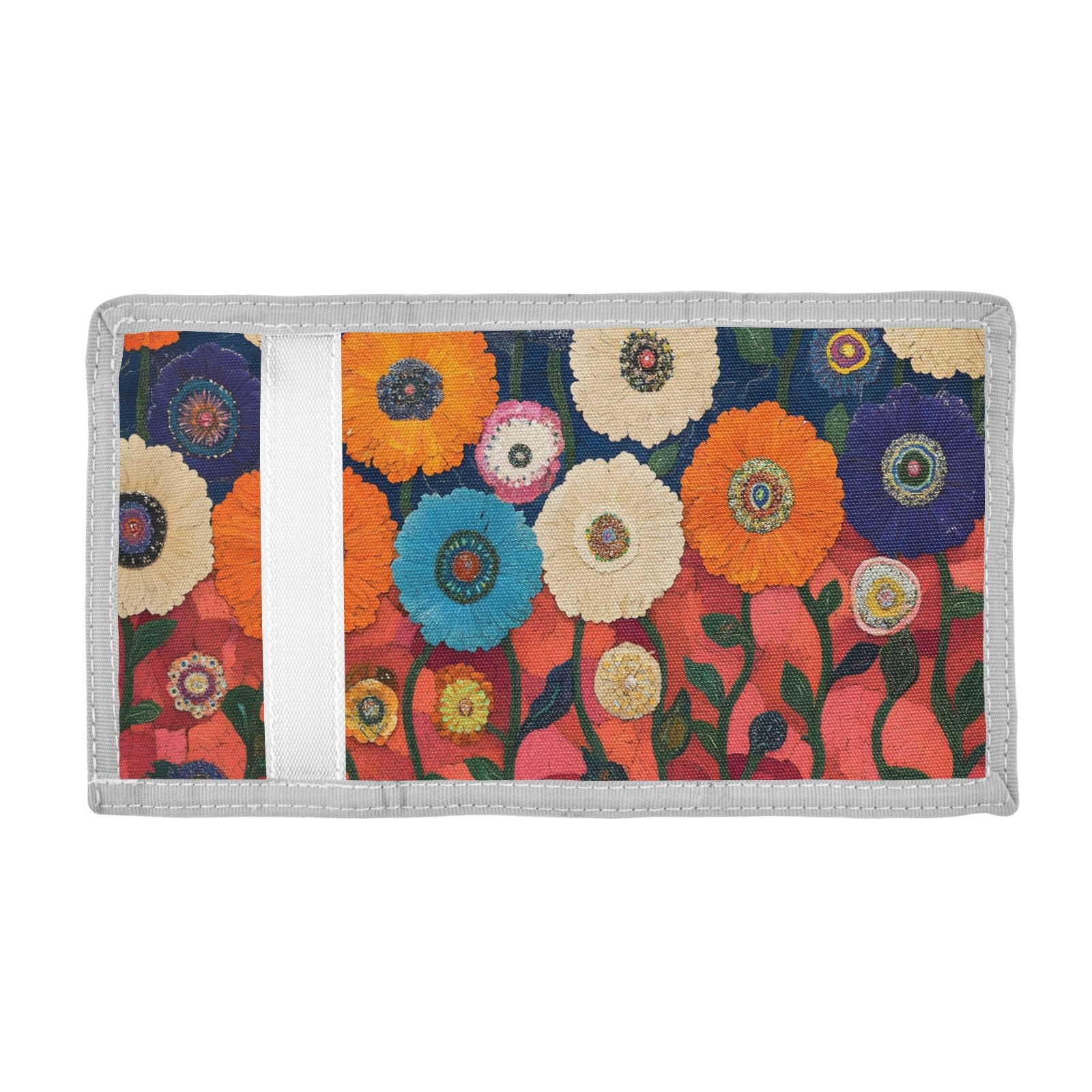 FOLIOSA Kids Wallet for Boys Girls Floral Pattern Print Youth Wallet with Zipper Pocket Card Holders, Novelty Wallet 4.9×2.9 in