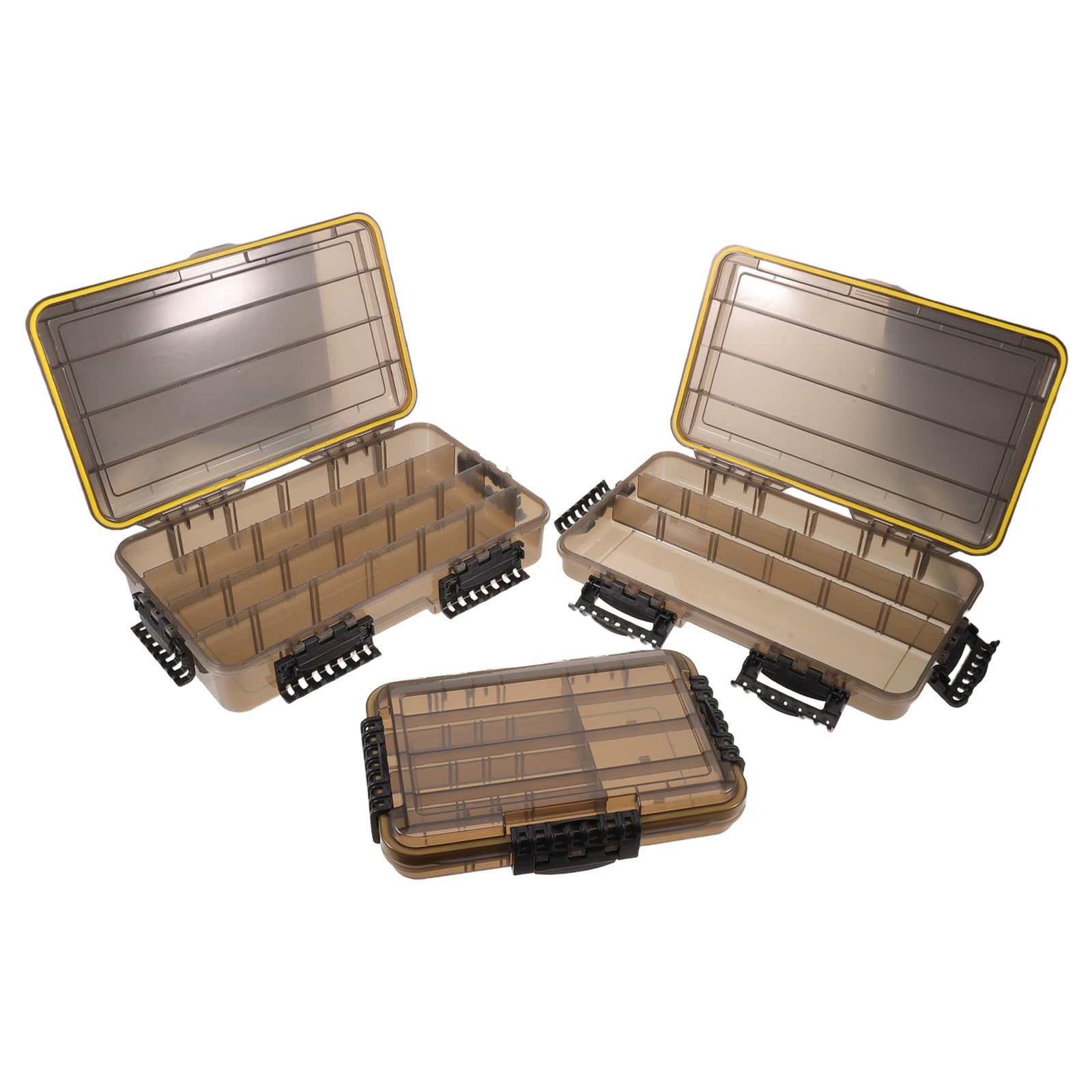 3 Pezzi Scatola Portaesche da Pesca Multi Scomparti 3600 3700 | Coperchio Trasparente, Spazi Regolabili con Divisori, Sezioni Marcate, per Viaggio e Uscite All'aperto