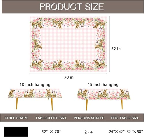 Miniatura 5 de Romanstile Mantel rectangular de primavera de Pascua, diseño a cuadros, diseño de conejo y huevos de búfalo, resistente a las manchas, para cenas,
