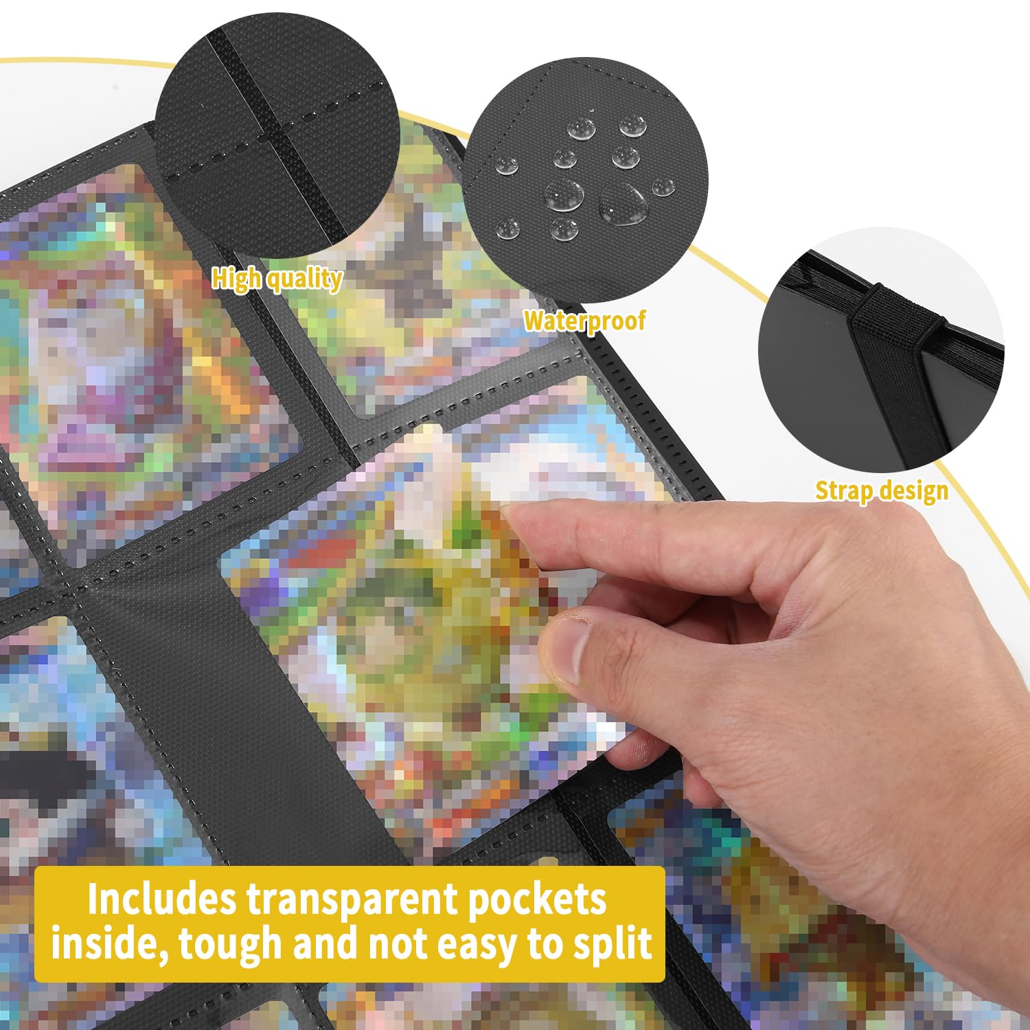 Zofory Sammelkarten Album 40 Seiten - 480 Taschen Mit Gummiband Schwarz