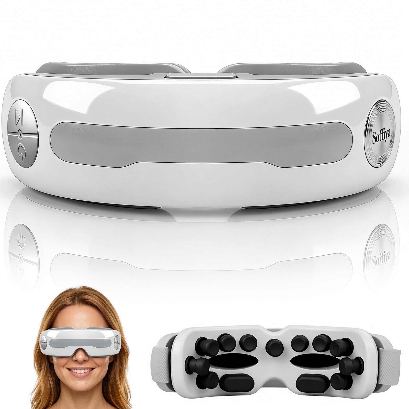Photo 1 of Soffiya Eye Massager with Warm Steam & Vibration – Eye Massager Ergonomic Design Mimics Real Hands, Smart Voice Assistant, 5 Modes 10-Minute Auto Timer, 800mAh Battery for Eye Strain & Dryness Relief