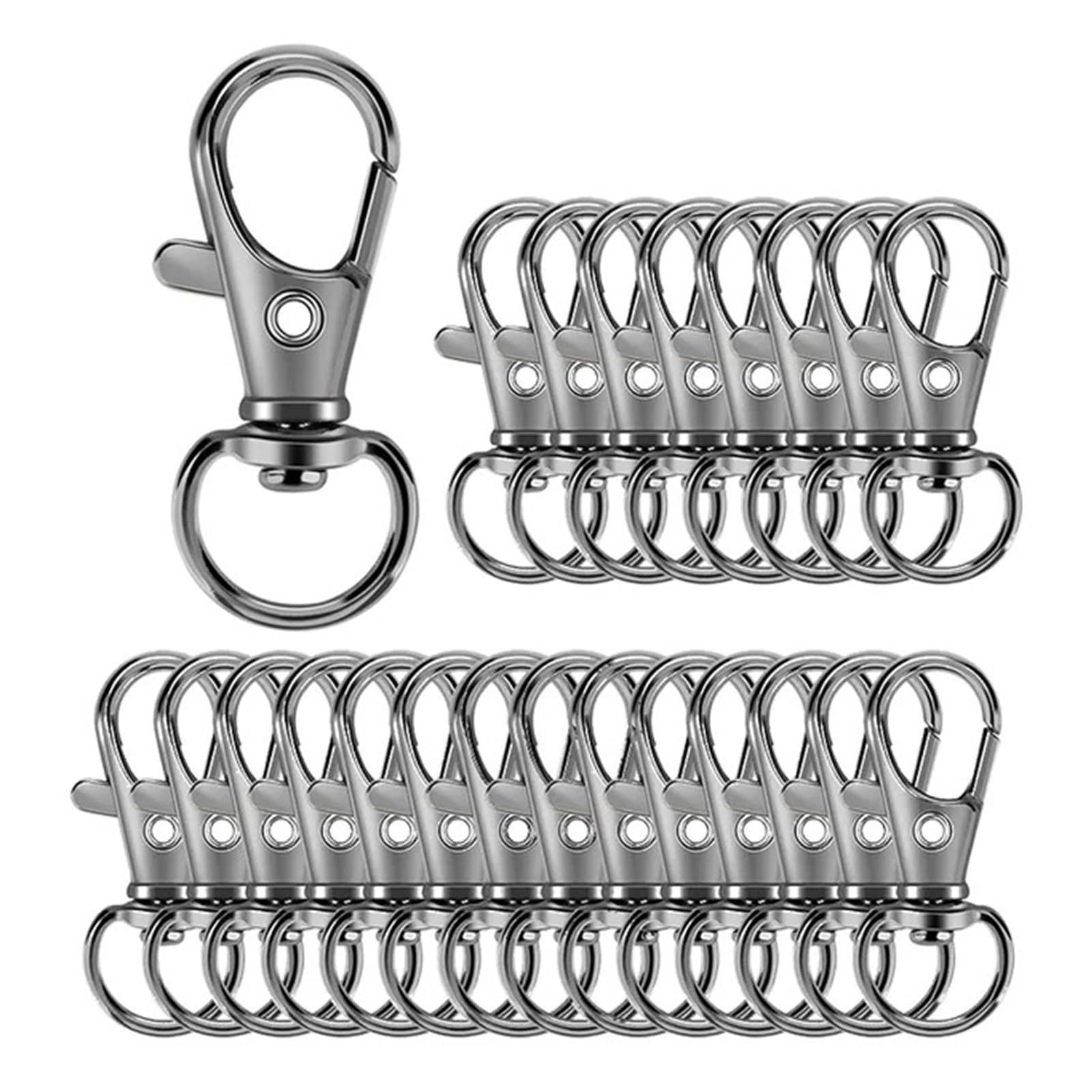 5/20/50/100 sztuk breloczek klipsy haki obrotowe zapięcia smycz karabińczyk karabińczyk zapięcie na brelok DIY rzemiosło jubilerskie (32mm)(Black,100PCS)