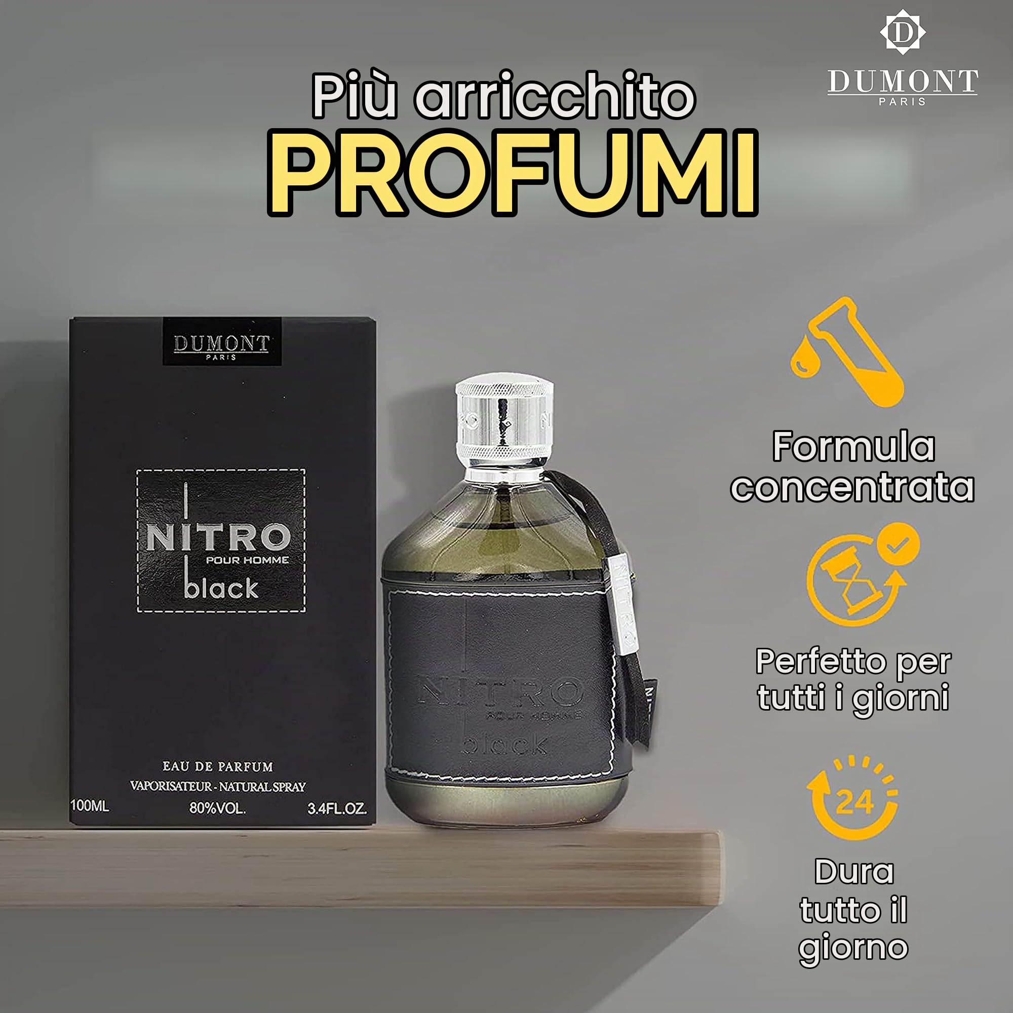 Dumont Paris Nitro Black Pour Homme Edp Profumo Uomo Natural Spray 100ml
