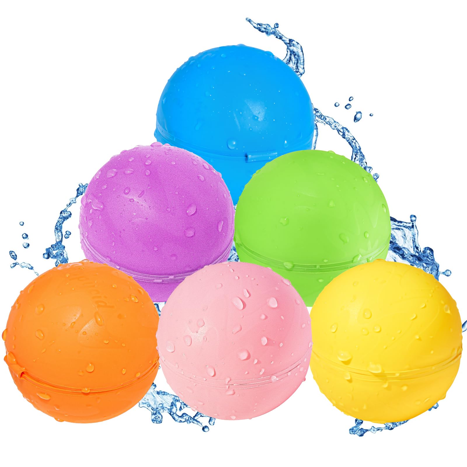 SOPPYCID Reusable Water Bomb Balloons, Latex-Free Silicone Water Ball with Mesh Bag, Soft Silicone Water Splash Ball, Best Gift for Kids(6Pcs)