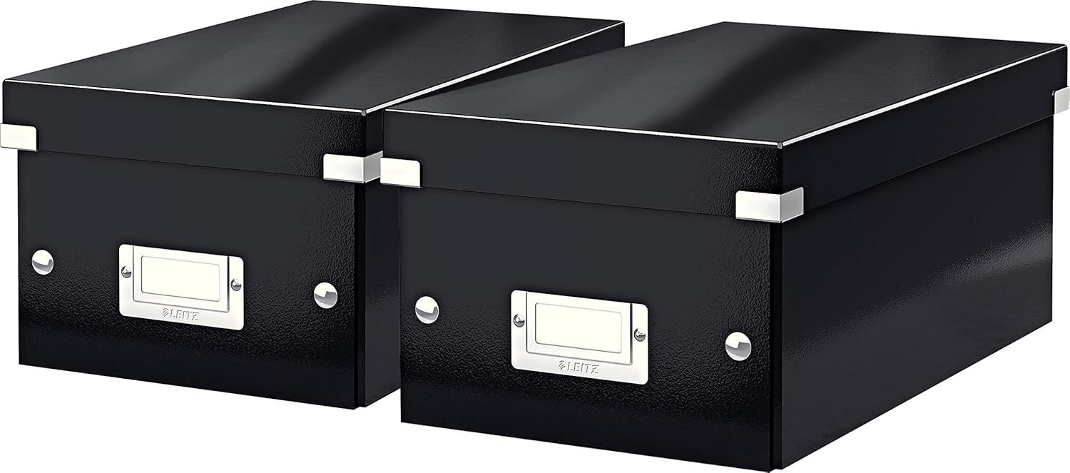 Leitz Click and Store 60410001 Archive Box for CDs Grey Cardboard, Black