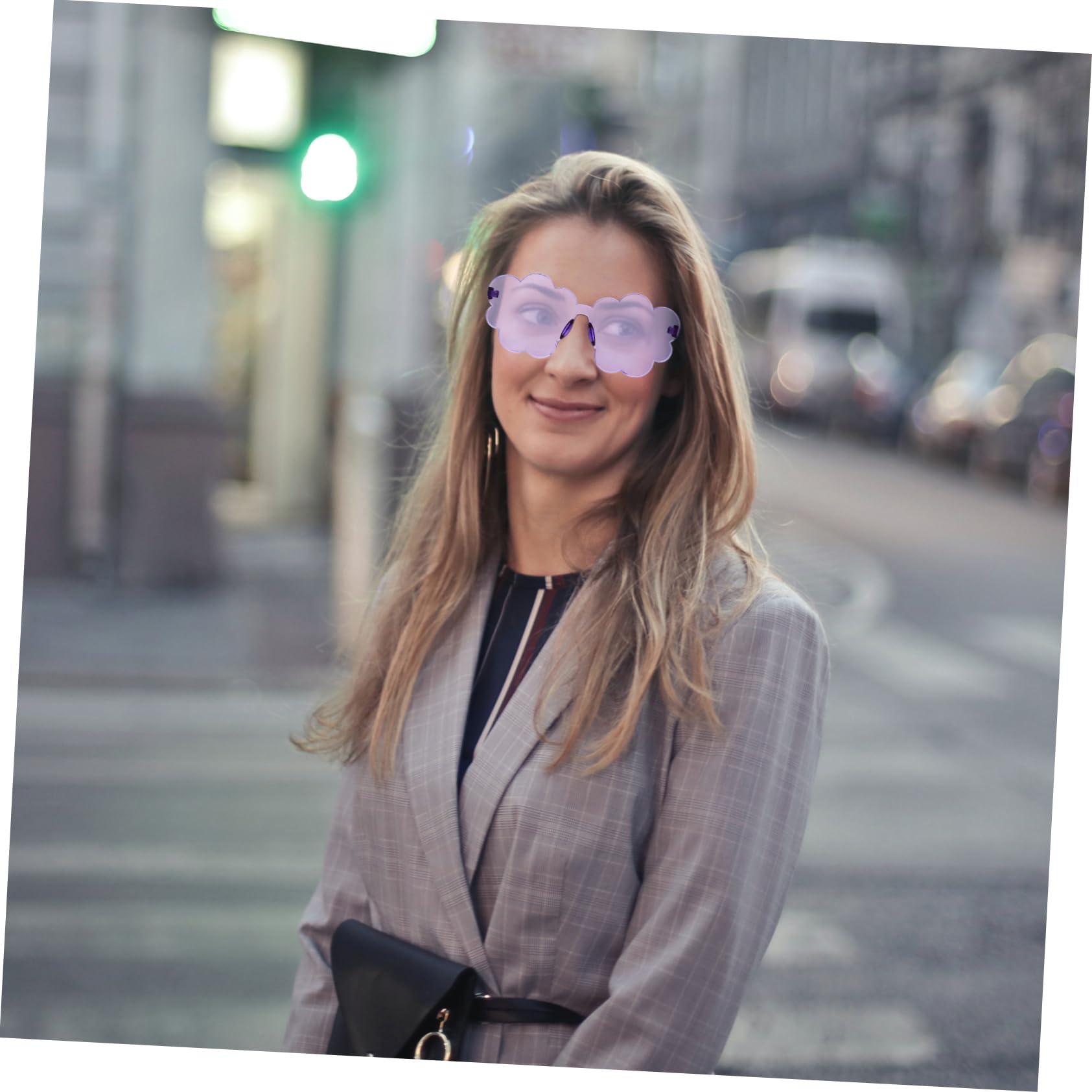 BESPORTBLE Floral Rimless Sunglasses for Women Lightweight Cloud Sunglasses Fashionable Flower Glasses for Parties Events