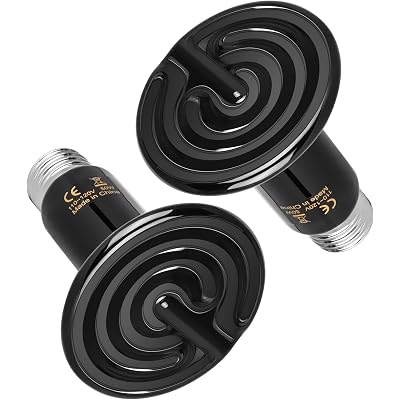HealSmart 50W Reptile Heat Lamp Ceramic Heat Emitter, No Light Emitting Heat Bulbs, Suitable for Snake/Lizard/Spider, Plant Growth and Incubating Chicken, 2-Pack