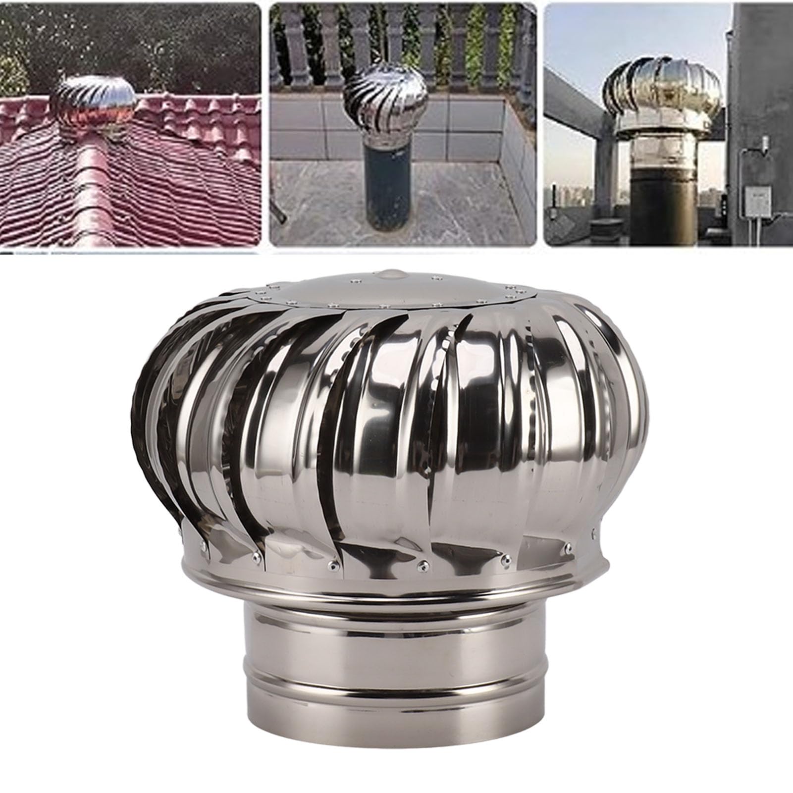 SEAFRONT Comignolo Girevole in Acciaio Inox per Ventilazione Anti-spiffero, Migliora L'efficienza di Combustione, per Uso Domestico e Commerciale (Tipo 200 Addensato)
