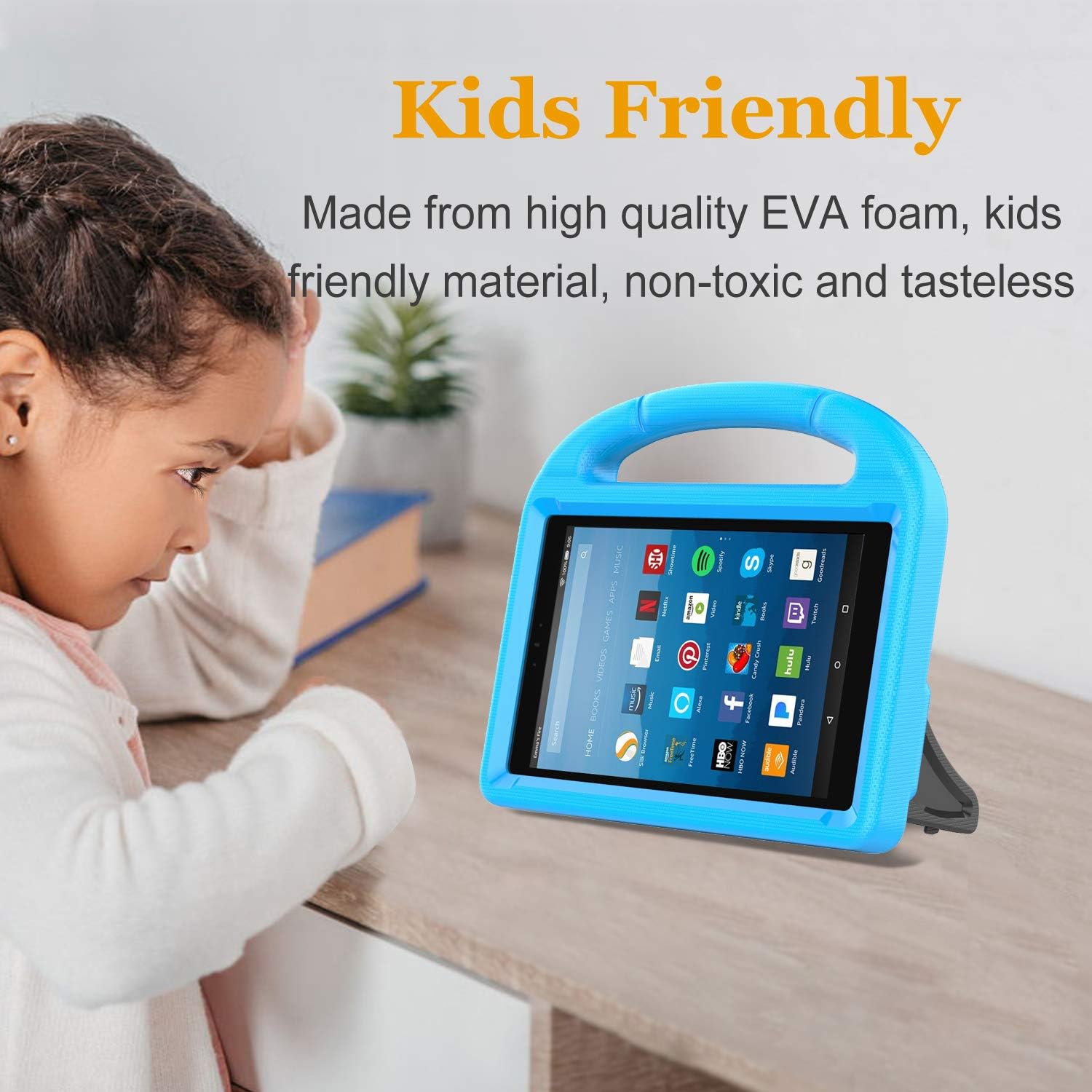 LEDNICEKER Kids Case for Fire HD 8 2018/2017/2016 - Shockproof Handle Friendly Convertible Stand Kids Case for Fire HD 8 inch Tablet (7th & 8th Generation Tablet, 2016 & 2017 & 2018 Release) - Blue
