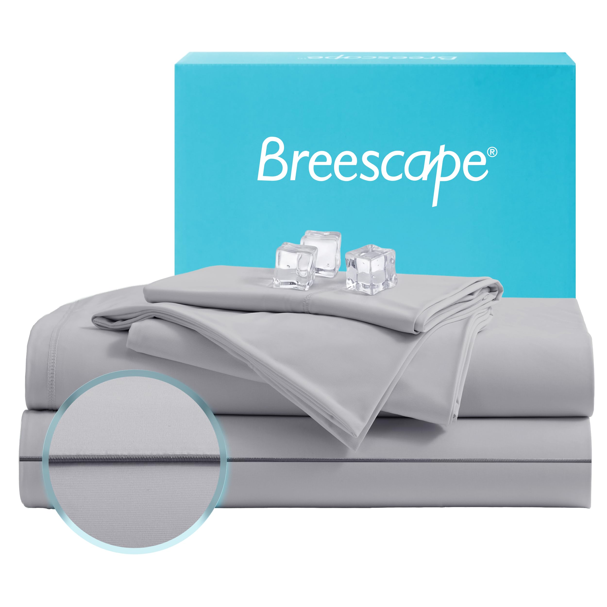 Breescape Cooling Sheets Queen Gray Grip Fit