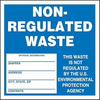 Accuform MHZW14PSC Adhesive Coated Paper Hazardous Waste Label, Legend "NON-REGULATED WASTE - THIS WASTE IS NOT REGULATED BY THE U.S. ENVIRONMENTAL PROTECTION AGENCY", 6" Length x 6" Width,