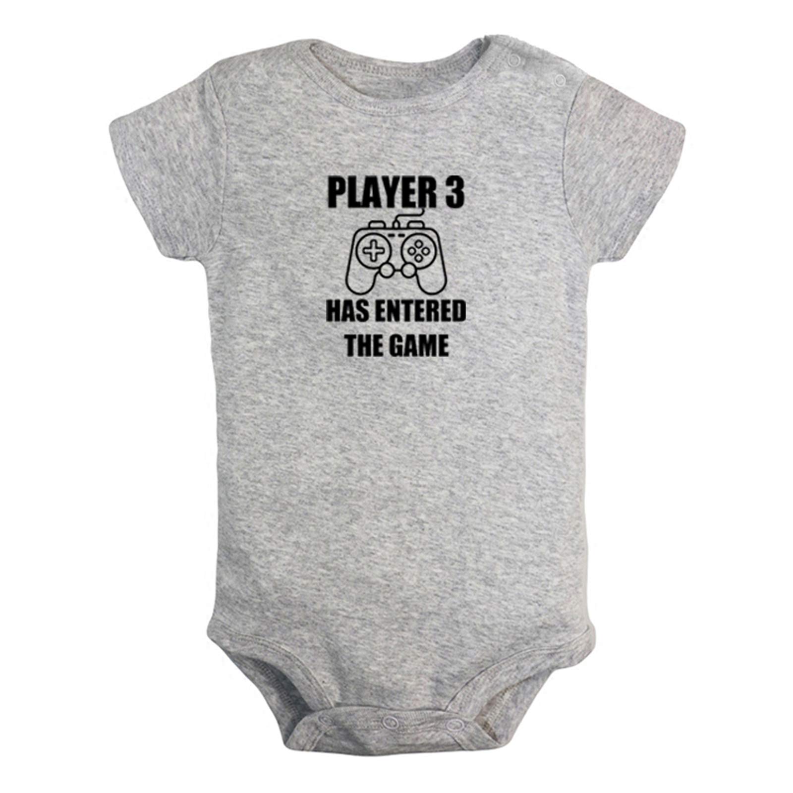 Idzn Unisex Newborn Grey Player 3 Has Entered The Game Funny Rompers, Newborn Baby Bodysuits, Infant Jumpsuits, Baby Novelty Outfits