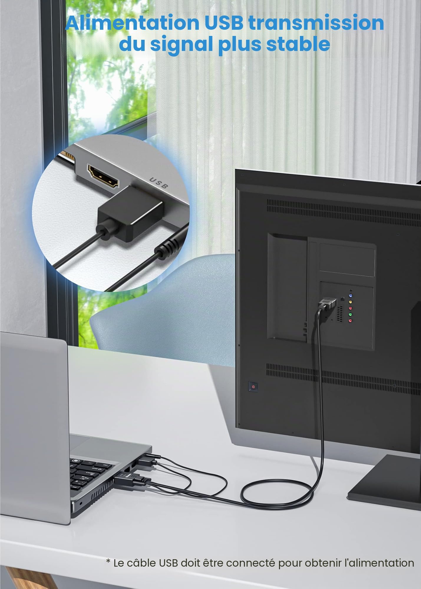 FOINNEX Câble VGA vers HDMI, Adaptateur pour Ancien PC à Nouvelle TV/Moniteur, Convertisseur avec Audio pour Ordinateur Portable à Projecteur 1.8M/6FT