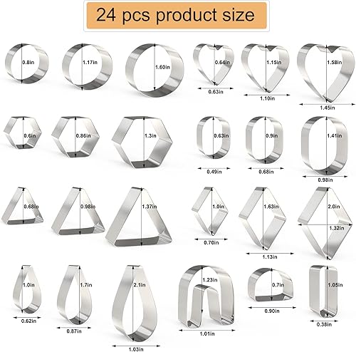 Miniatura 8 de Harnico Kit de cortadores de arcilla polimérica de 24 piezas: juego de fabricación de joyas con 10 formas, tarjetas de pendientes, ganchos, anillos