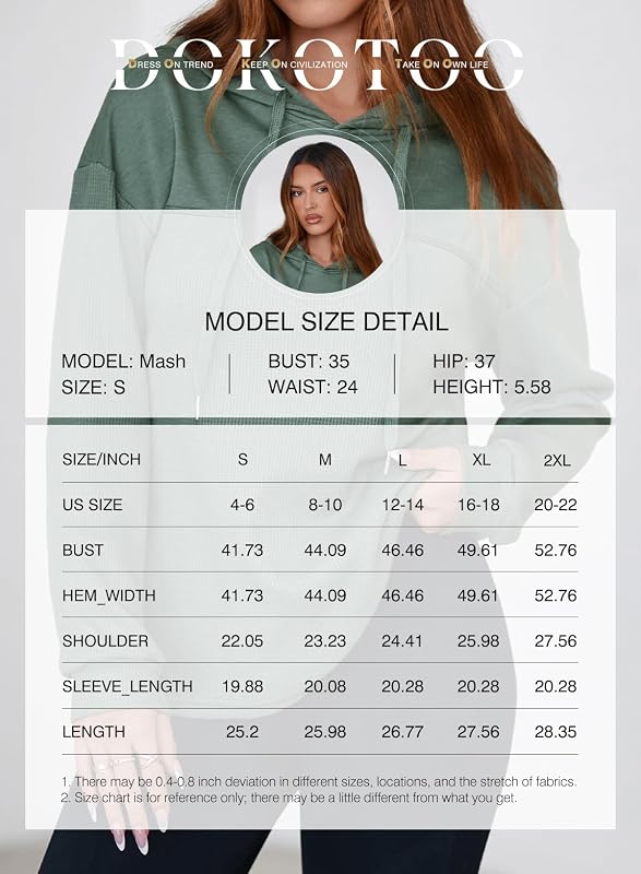 Dokotoo Womens Long Sleeve Hoodies Solid Color Sweatshirts, Green, Small image 6
