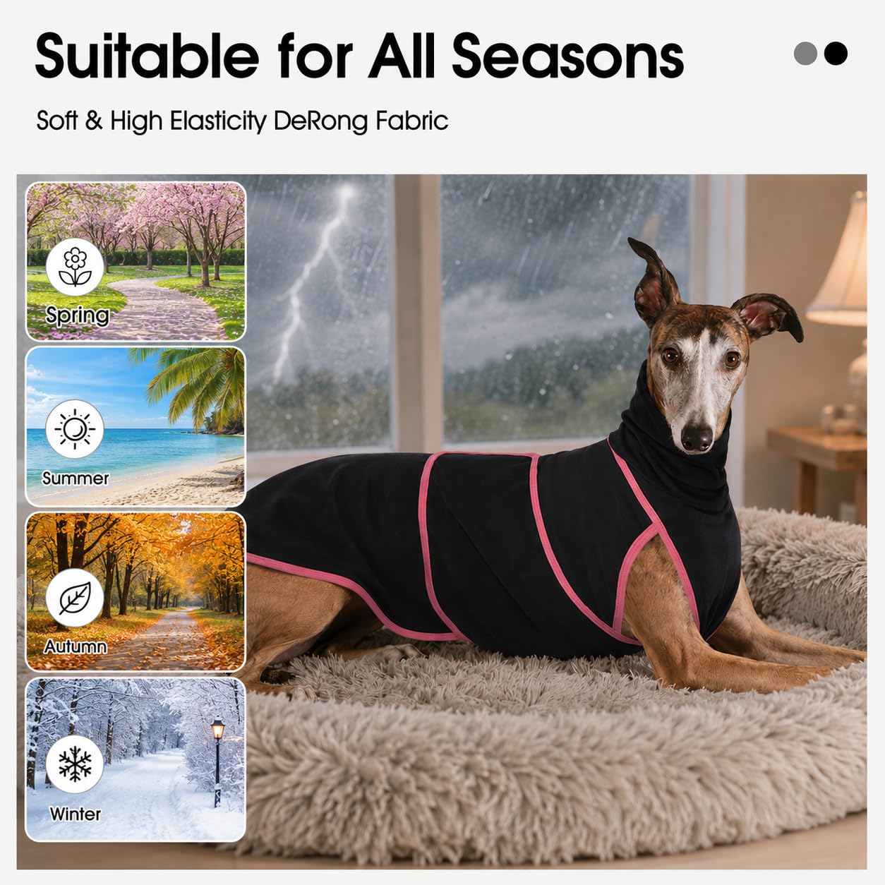 Manteau pour lévrier italien avec bandes réglables - Pull confortable à col roulé - Veste douce et élégante pour chiens de petite, moyenne et grande taille