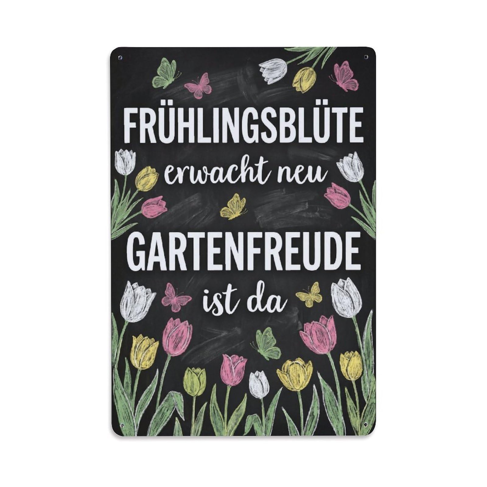 Chalkboard Spring Bloom Vibrant Pretty Metal Tin Sign Plaque Wall Decor for Cafe, Club Bar, Office, Garden Metal Poster 8x12Inch