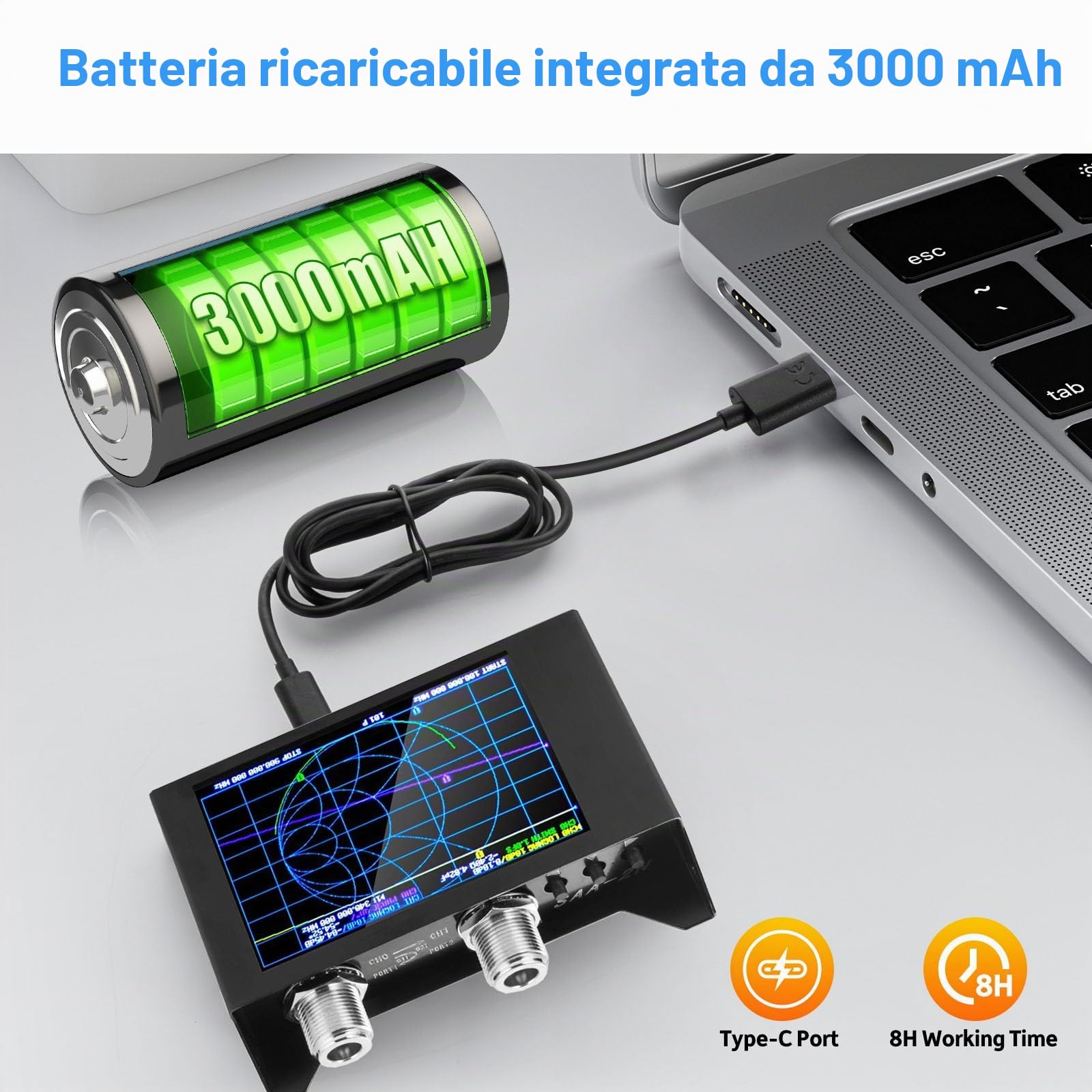 AURSINC Nanovna SAA-2N V2.2 Vector Network Analyzer 4inch Touchscreen 50KHz-3GHz HF VHF UHF Antenna analizzatore, con sacchetto di stoccaggio