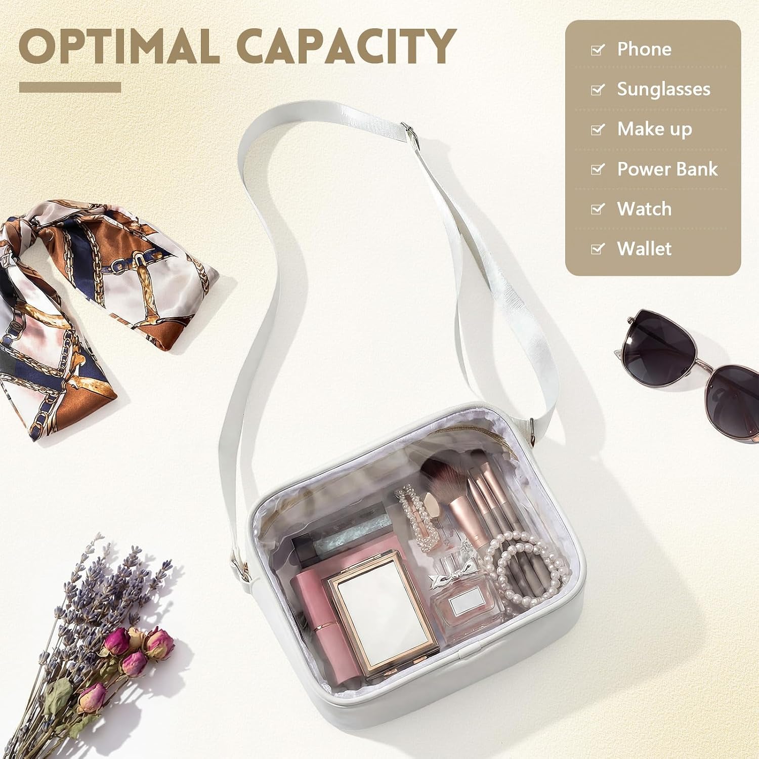 Abbylike 16 Pack Clear Crossbody Bags Bulk Stadium Approved Adjustable Strap Transparent Purse for Women Concerts Sport Event
