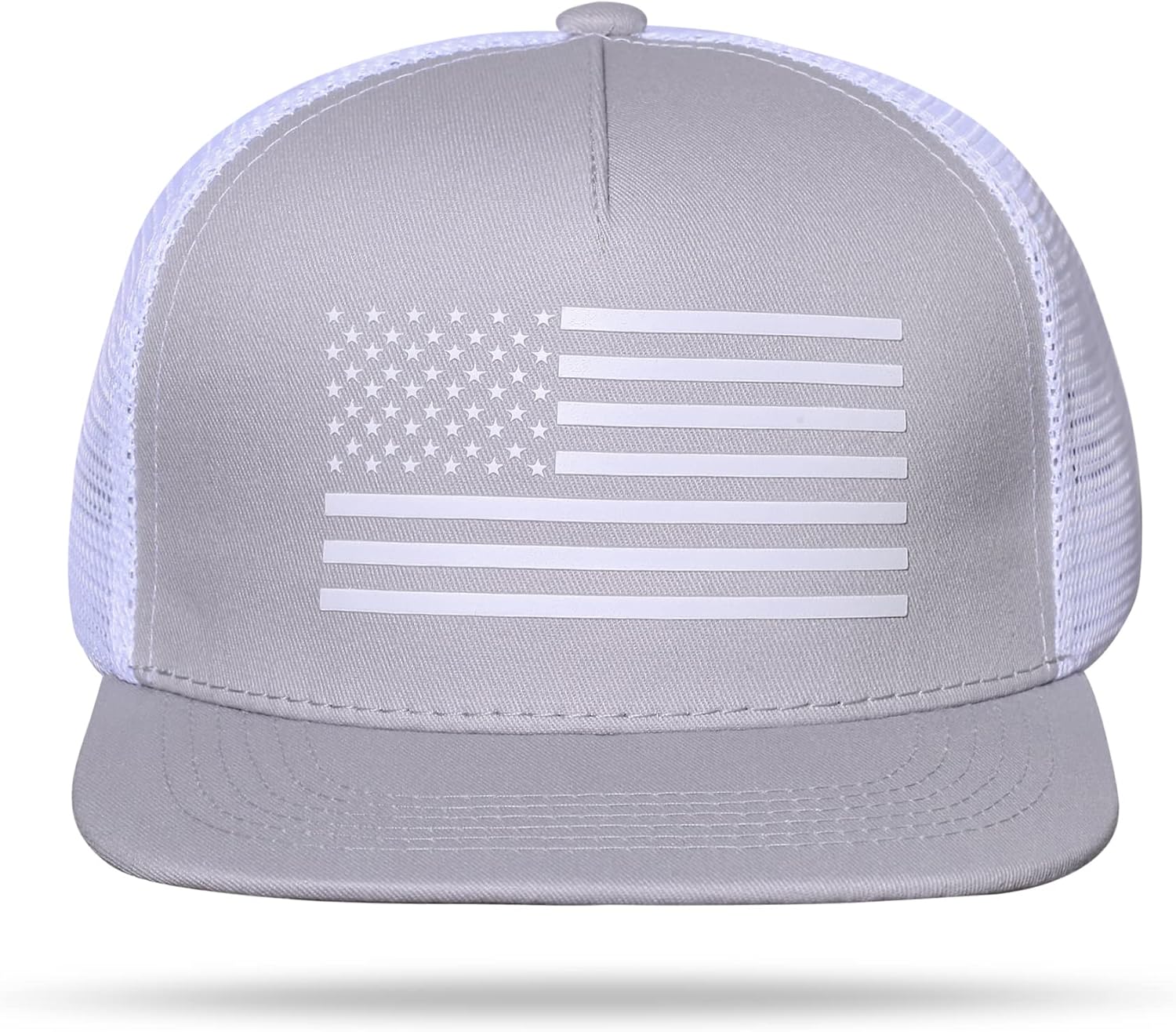UALON Baseball Cap, Snapback Trucker Hat for Men & Women with American Flag and Adjustable, Breathable Mesh, Flat Bill Hats image 3
